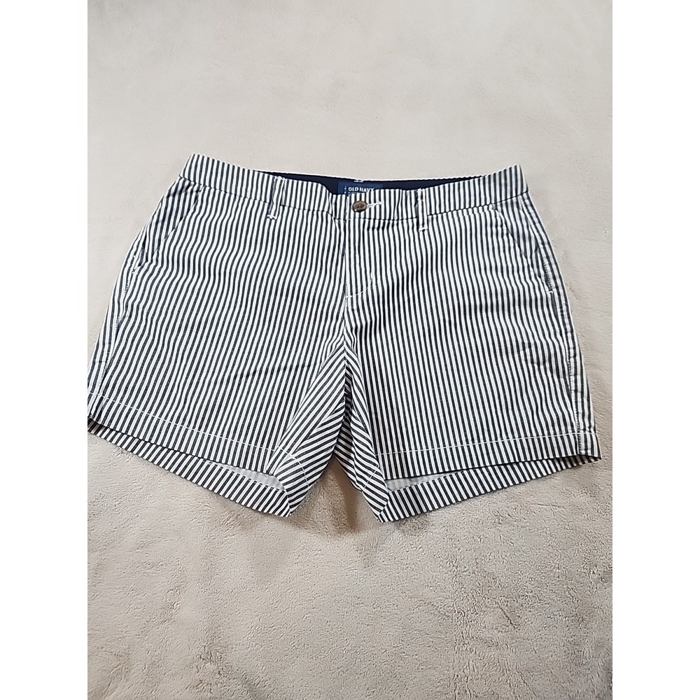 Old Navy Everyday Shorts White Denim Stripe Size 6 w/5" Inseam